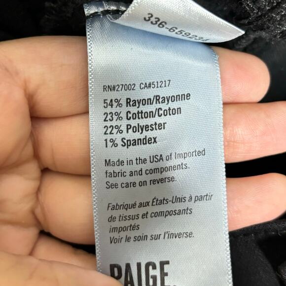 PAIGE Maternity Black Shadow Side Panel Stretch Ultra Skinny Jeans Pants 34" 16 - Picture 7 of 14